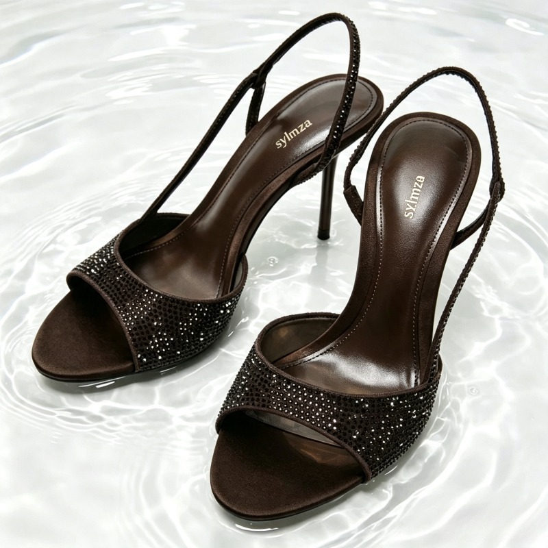 Women Shoes Brands - Sepatu Hak Slingback Detail Kristal Modis