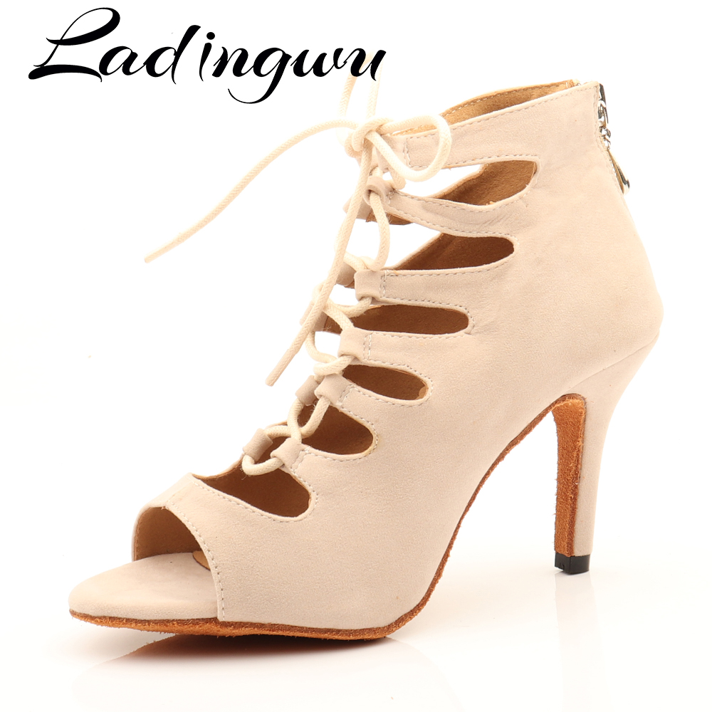 Women'S Shoes Z - Ladingwu Beige Suede Tinggi Atas Sepatu
