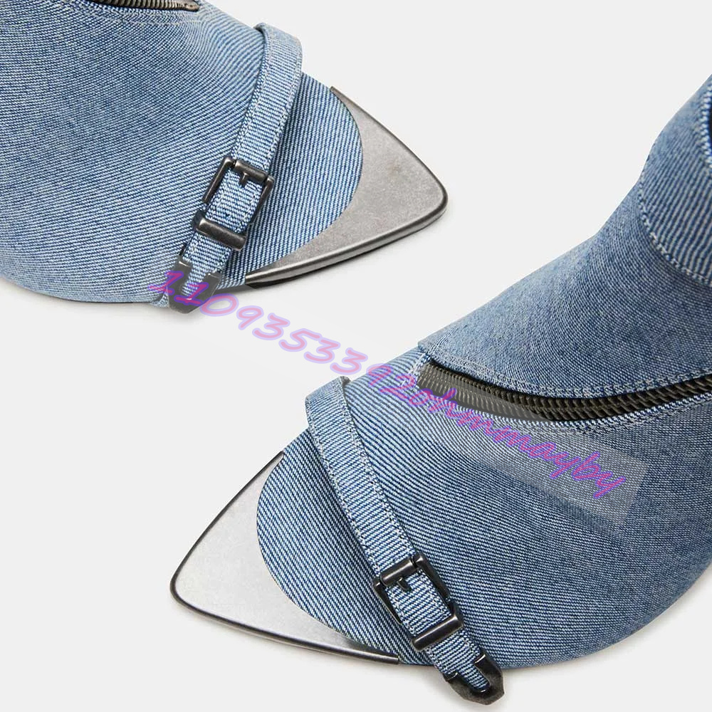 Sepatu Bot Ujung Runcing Denim - Women Shoes Boots ulasan dan harga